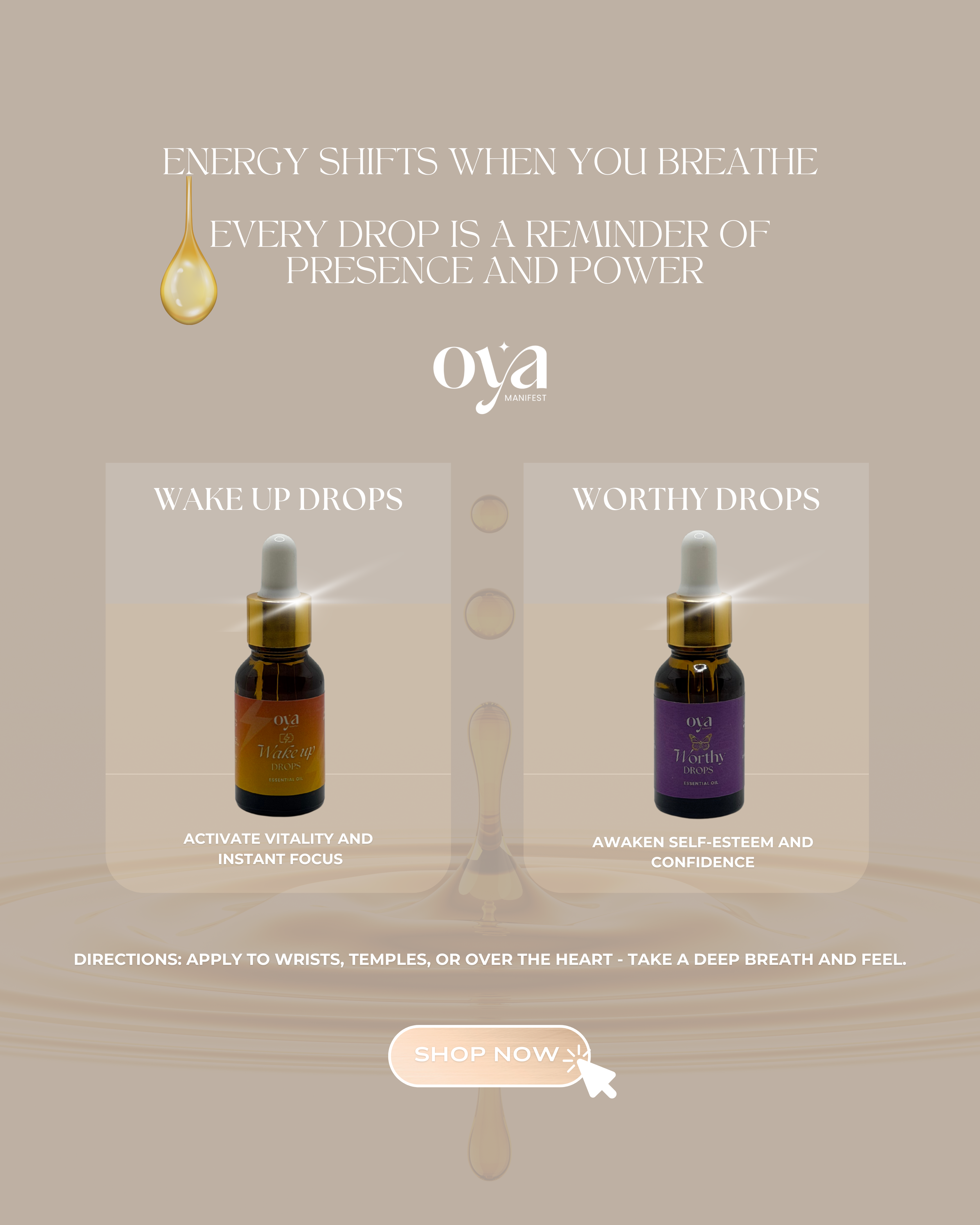 Wake Up Drops – Energy & Focus Aromatic Oil Blend (Oya Manifest)
